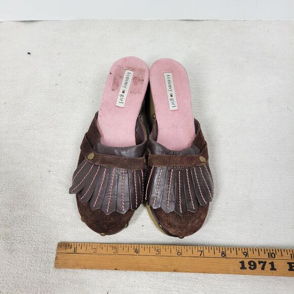 Tommy Girl Clogs Womens Size 6M Tassel Kiltie Leather Shoes Clog City School - Picture 7 of 11
